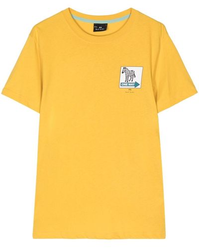 PS by Paul Smith T-Shirt mit One Way Zebra-Print - Gelb