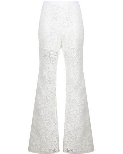Self-Portrait Corded Lace Flared Pants - White