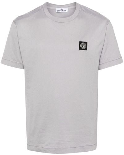 Stone Island T-Shirt mit Logo-Applikation - Weiß