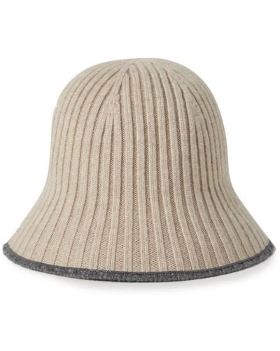 Brunello Cucinelli Stripe-detail Knitted Bucket Hat - Natural