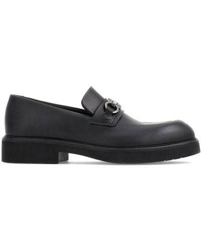 Ferragamo Gancini-charm Leather Mocassin Loafers - Black