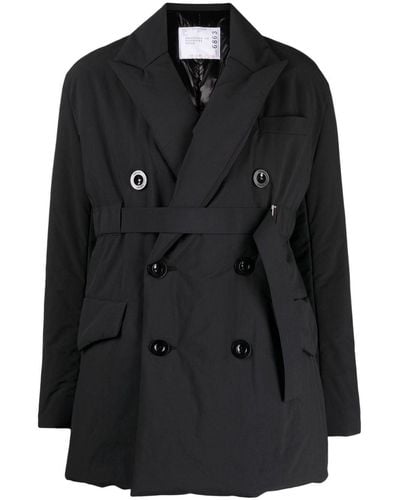 Sacai Double-breasted Padded Trench Coat - Black