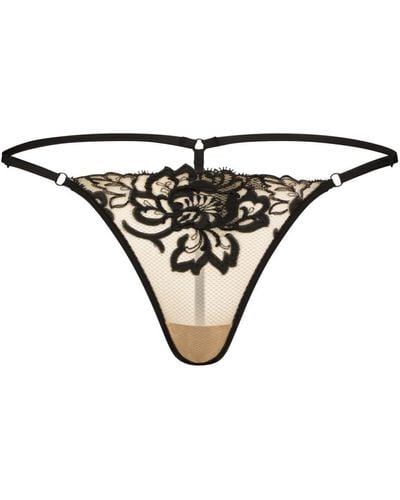 Kiki de Montparnasse Tanga Cezanne con encaje floral - Neutro