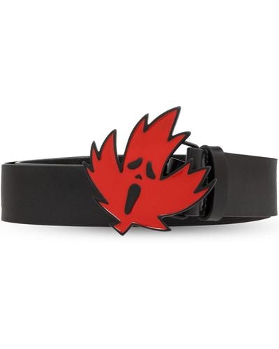 DSquared² Logo-buckle Leather Belt - Red
