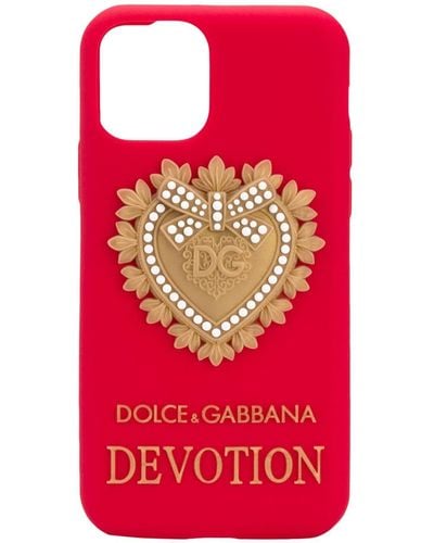 Dolce & Gabbana Iphone 11 Pro Devotion Cover In Rubber - Red