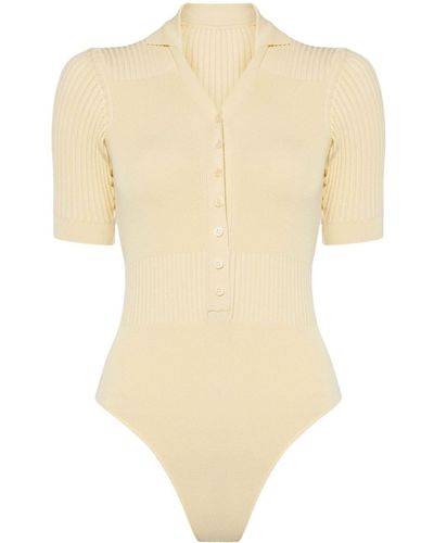Jacquemus Rib-knit Short-sleeve Body - White