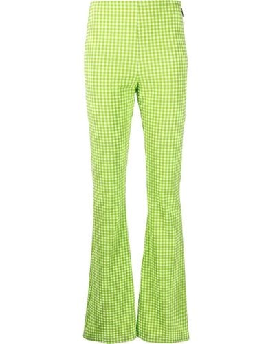 MSGM Check-pattern Flared Trousers - Green