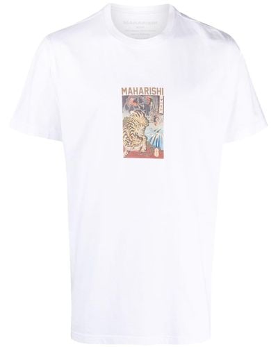 Maharishi T-Shirt aus Bio-Baumwolle mit Print - Weiß