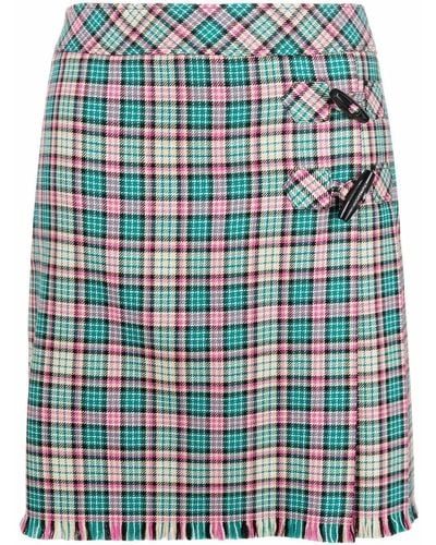 Boutique Moschino Checked Wool Wrap Skirt - Green