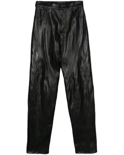 Mugler Spiral Leather Trousers - Grey