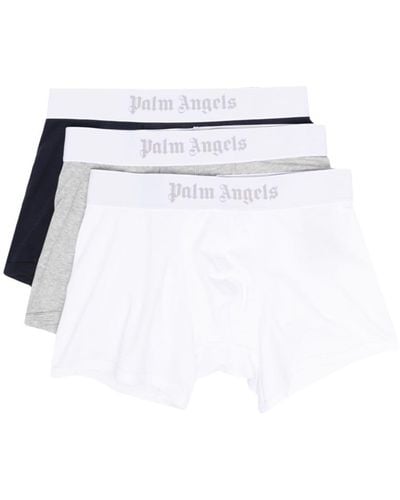 Palm Angels Pack de tres bóxeres con logo - Blanco