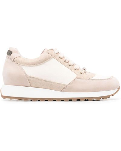 Peserico Punto Luce-chain Leather Sneakers - Natural