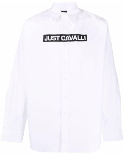 Just Cavalli Hemd mit Logo-Print - Weiß