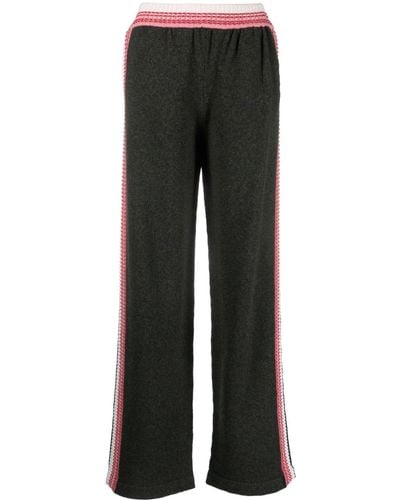 Barrie Elasticated Ribbed-knit Track Pants - Black