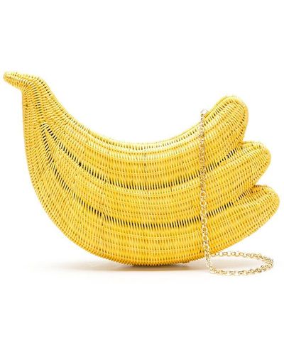 Serpui Straw Banana Bunch Clutch Bag - Yellow