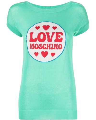Love Moschino Top con logo en intarsia - Verde