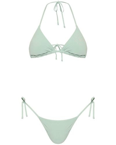 Emporio Armani Triangel-Bikini mit Logo - Grün