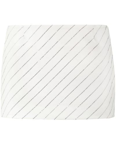 Philipp Plein Crystal-embellished Pinstripe-pattern Mini Skirt - White
