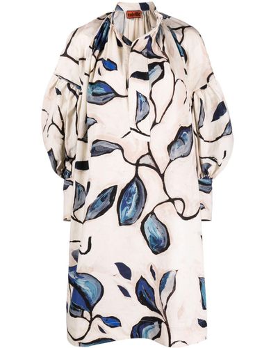 Colville Puff-sleeve Leaf-print Minidress - White