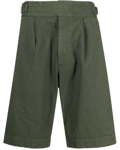 MAN ON THE BOON. Belted-waist Pleated Shorts - Green
