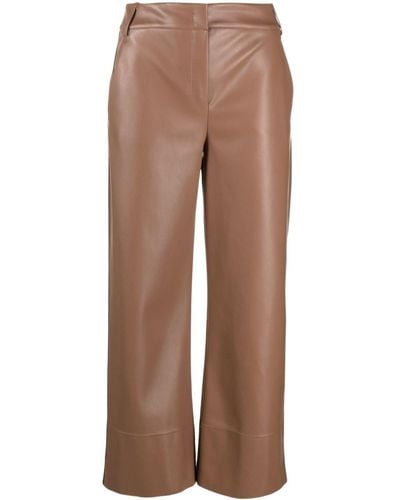 Max Mara Faux-leather Cropped Pants - Brown