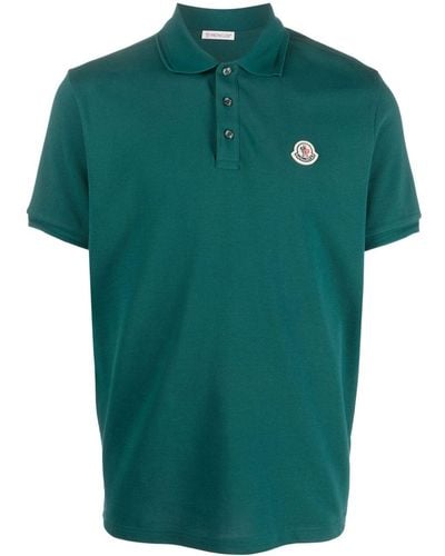 Moncler Logo-embroidered Cotton Polo Shirt - Green