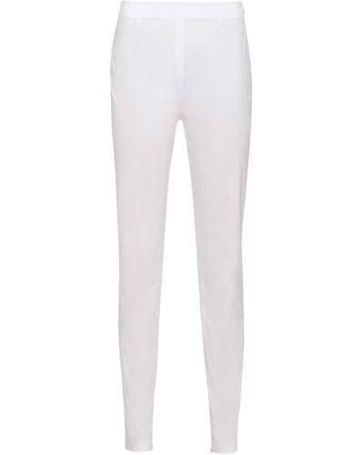 Prada Pantalon en popeline à chevilles zippées - Blanc