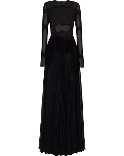 Dolce & Gabbana Lace-up Chiffon Maxi Dress - Black