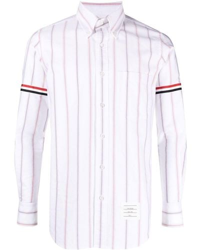Thom Browne Vertical-stripe Pattern Cotton Shirt - White