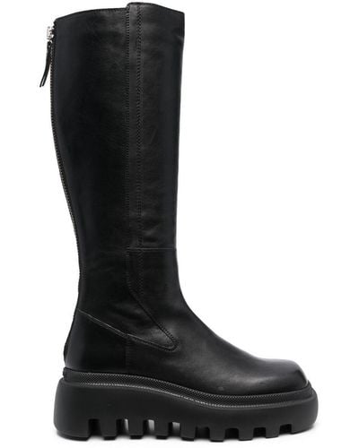 Vic Matié Square-toe Knee-length Boots - Black