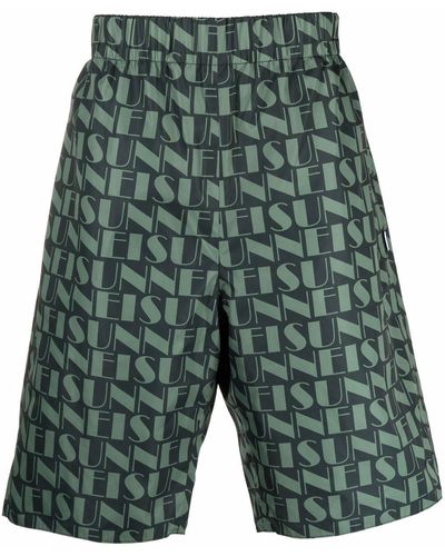 Sunnei Pantalones cortos reversibles con logo estampado - Verde
