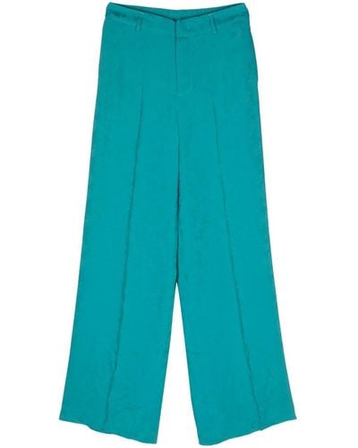 PT Torino Floral-jacquard wide-leg trousers - Blau