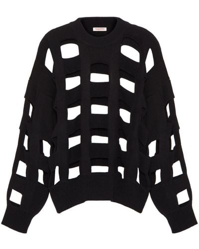 Valentino Garavani Cut-out Wool Sweater - Black