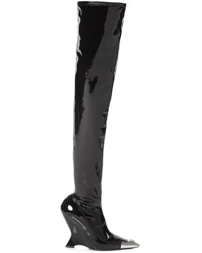 Philipp Plein Patent-leather Over-knee Boots - Black