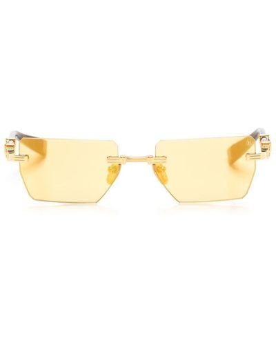 BALMAIN EYEWEAR Pierre Geometric-frame Sunglasses - Metallic