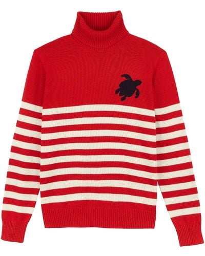 Vilebrequin Flegere Intarsia-logo Sweater - Red