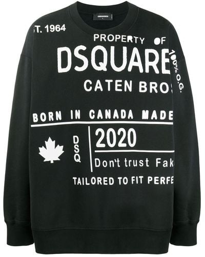 DSquared² Sweater Met Print - Zwart