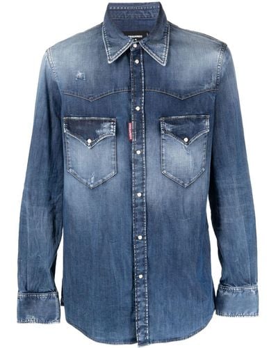 DSquared² Camicia in denim fashion western - Blu