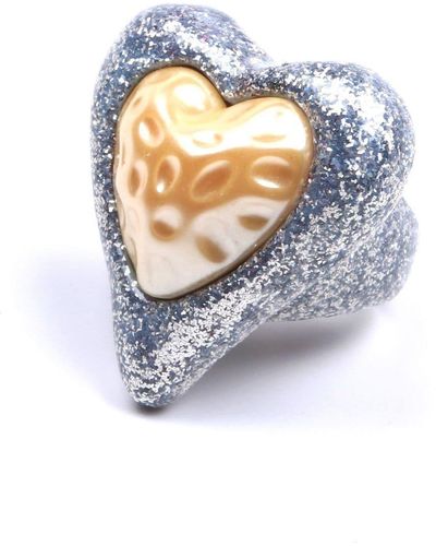 Julietta Heart-shaped Glittered Ring - White