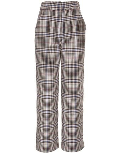 Veronica Beard Brixton Checked Tailored Pants - Grey