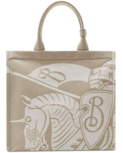 Burberry Small Equestrian Knight Tote Bag - Grey