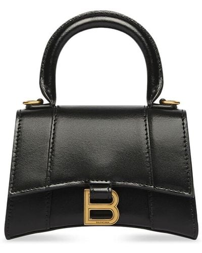 Balenciaga Mini Hourglass Leather Crossbody Bag - Black