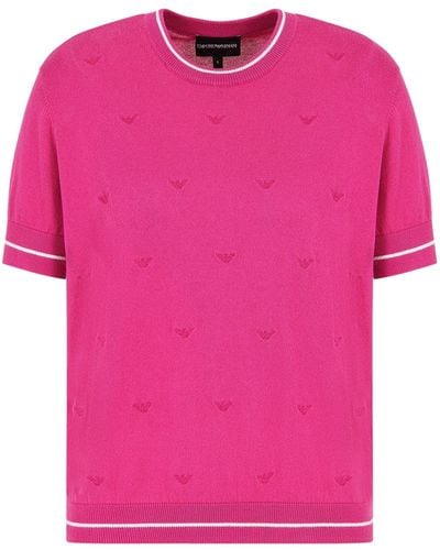 Emporio Armani Heart Jacquard Knit Top - Pink