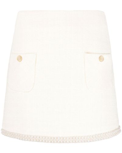 Sandro A-line Tweed Miniskirt - Natural