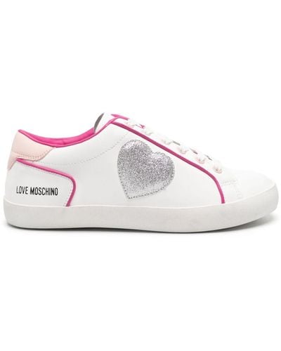 Love Moschino Heart-patch Leather Sneakers - White