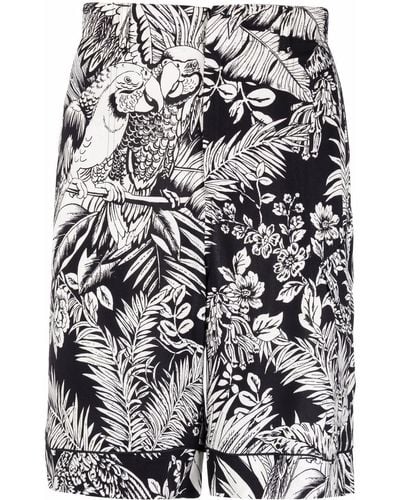 Palm Angels Parrot-print Track Shorts - Grey