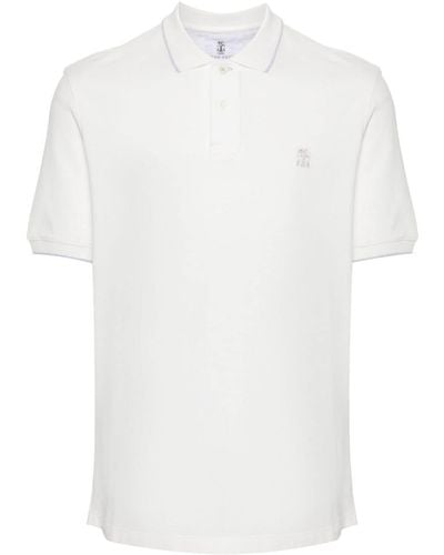 Brunello Cucinelli Katoenen Poloshirt Met Geborduurd Logo - Wit