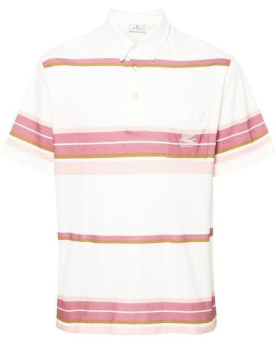 Etro Pegaso-motif Cotton Polo Shirt - Pink