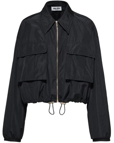 Miu Miu Technical-Silk Blouson Jacket - Black