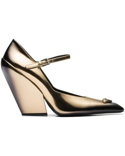 Prada Pointed Mary Jane Court Shoes - Metallic